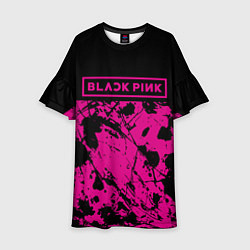 Платье клеш для девочки Black pink - emblem - pattern - music, цвет: 3D-принт