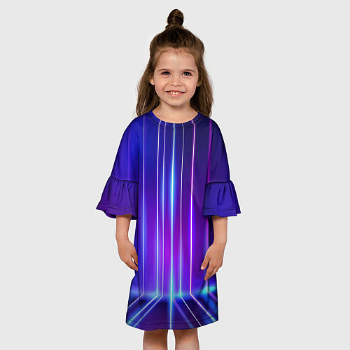 Детское платье Neon glow - vaporwave - strips / 3D-принт – фото 3