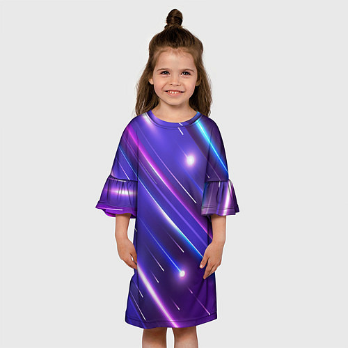 Детское платье Неоновый звездопад - полосы / 3D-принт – фото 3