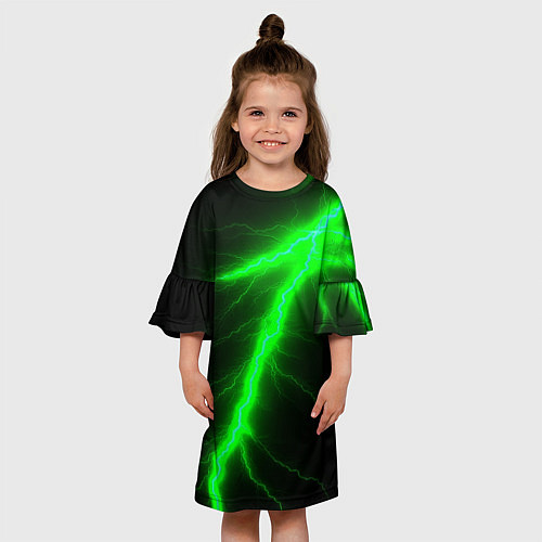 Детское платье Зеленый разряд молнии / 3D-принт – фото 3