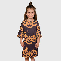 Платье клеш для девочки Фонарь джек в грандж стиле halloween тыква cartoon, цвет: 3D-принт — фото 2