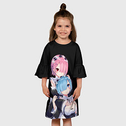 Платье клеш для девочки Re: zero - близняшки горничные, цвет: 3D-принт — фото 2