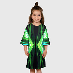 Платье клеш для девочки Зеленые зеркальные плиты, цвет: 3D-принт — фото 2