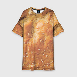 Платье клеш для девочки Хлеб с кунжутом, цвет: 3D-принт