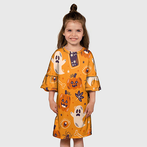 Детское платье Хэллоуин - тыквы и приведенья / 3D-принт – фото 3