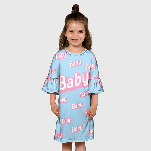 Детское платье Baby - Barbie style: blue pattern / 3D-принт – фото 3