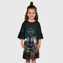 Платье клеш для девочки Starfield astronaut, цвет: 3D-принт — фото 2