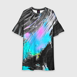 Детское платье Акварельные чёрные голубые розовые разводы