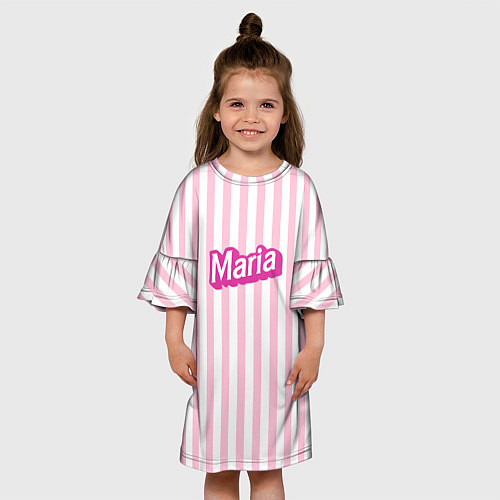 Детское платье Имя Мария в стиле Барби: розовая полоска / 3D-принт – фото 3