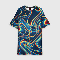 Платье клеш для девочки Abstract waves, цвет: 3D-принт