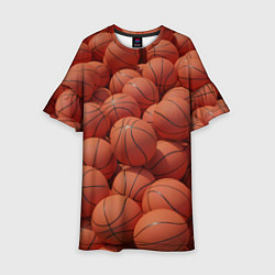 Платье клеш для девочки Узор с баскетбольными мячами, цвет: 3D-принт