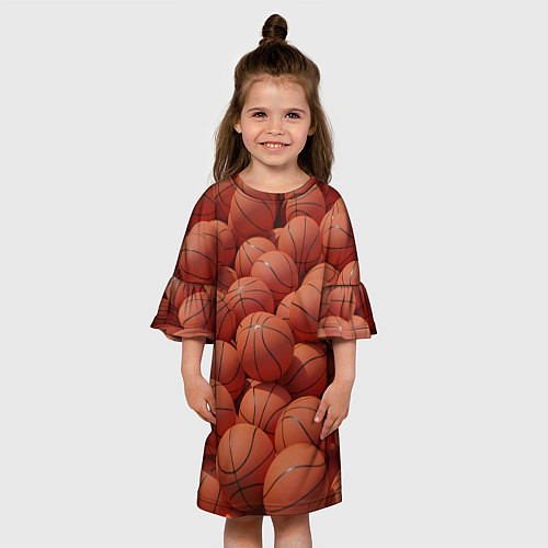 Детское платье Узор с баскетбольными мячами / 3D-принт – фото 3