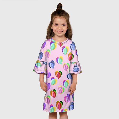 Детское платье Цветные сердечки / 3D-принт – фото 3