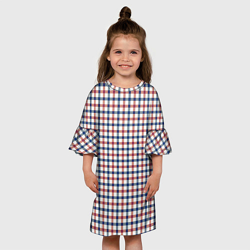 Детское платье Полосатый сине-красный клетчатый / 3D-принт – фото 3