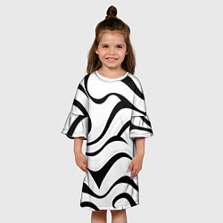 Платье клеш для девочки Анималистическая абстракция зебры, цвет: 3D-принт — фото 2