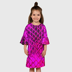 Платье клеш для девочки Объемные розовые соты, цвет: 3D-принт — фото 2