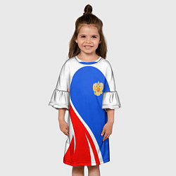 Платье клеш для девочки Герб РФ - white sport, цвет: 3D-принт — фото 2