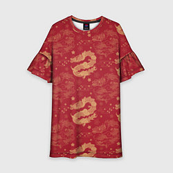 Платье клеш для девочки The chinese dragon pattern, цвет: 3D-принт