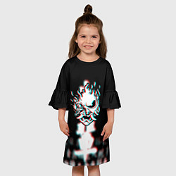 Платье клеш для девочки Samurai glitch cyberpunk city, цвет: 3D-принт — фото 2