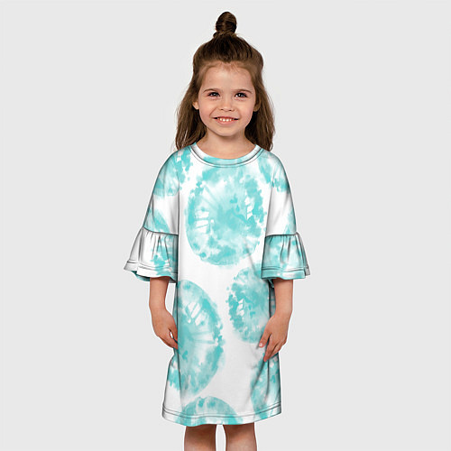 Детское платье Акварельные голубые био формы / 3D-принт – фото 3