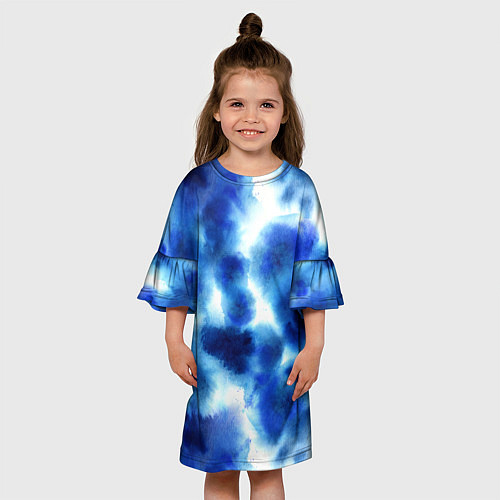 Детское платье Акварельные абстрактные пятна напоминающие космос / 3D-принт – фото 3