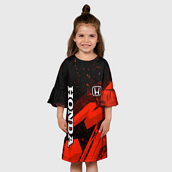 Платье клеш для девочки Honda - красная абстракция, цвет: 3D-принт — фото 2