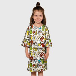 Платье клеш для девочки Завтрак - цветной, цвет: 3D-принт — фото 2
