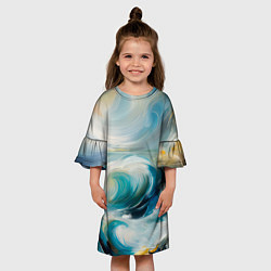 Платье клеш для девочки Штормовые волны океана, цвет: 3D-принт — фото 2