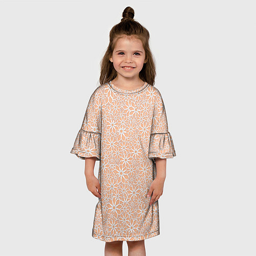 Детское платье Цветочный паттерн оттенок миндального крема / 3D-принт – фото 3