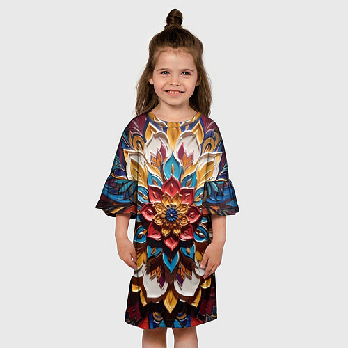 Детское платье Цветок масляные краски / 3D-принт – фото 3