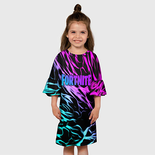 Детское платье Fortnite neon uniform / 3D-принт – фото 3