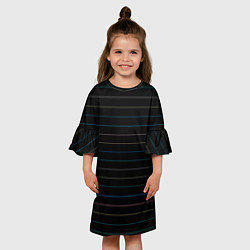 Платье клеш для девочки Разноцветные полосы на чёрном, цвет: 3D-принт — фото 2