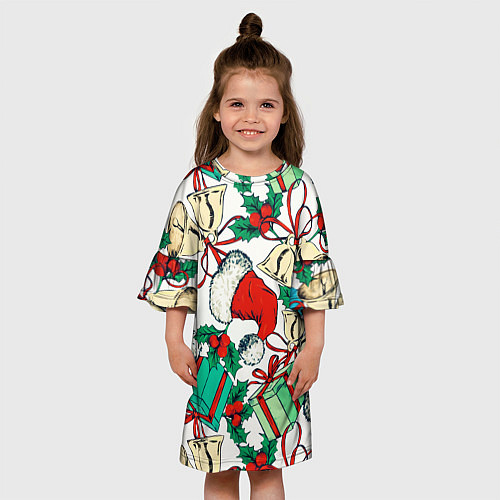 Детское платье Узор с новогодними падарками / 3D-принт – фото 3