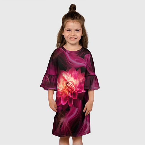 Детское платье Розовый цветок в огне - нейросеть / 3D-принт – фото 3