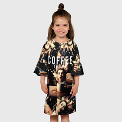 Платье клеш для девочки Кофе моя любовь и страсть, цвет: 3D-принт — фото 2