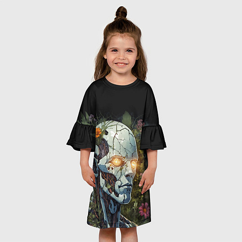 Детское платье Киборг с треснувшей головой и растениями со светящ / 3D-принт – фото 3