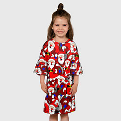 Платье клеш для девочки Новогодний паттерн с дедами морозами, цвет: 3D-принт — фото 2
