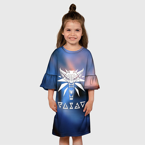 Детское платье Ведьмак лого волка / 3D-принт – фото 3
