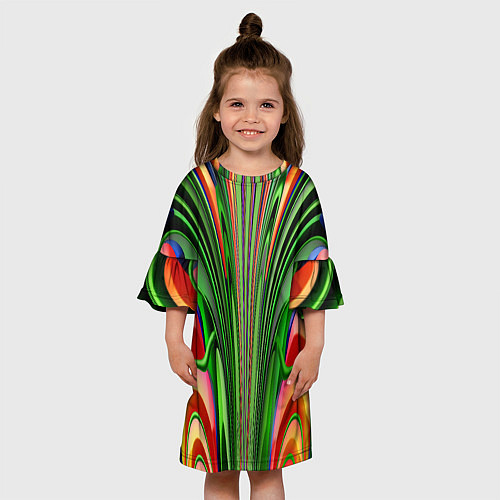 Детское платье Травянистый дизайн с оранжевым / 3D-принт – фото 3