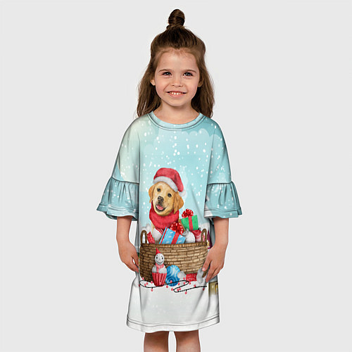 Детское платье Пес в новогодних подарках / 3D-принт – фото 3