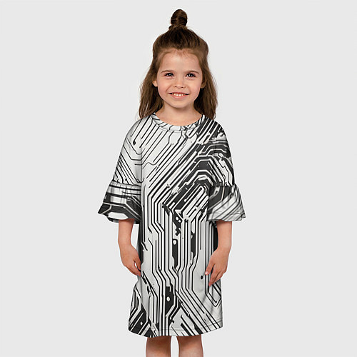 Детское платье Белые полосы на чёрном фоне / 3D-принт – фото 3