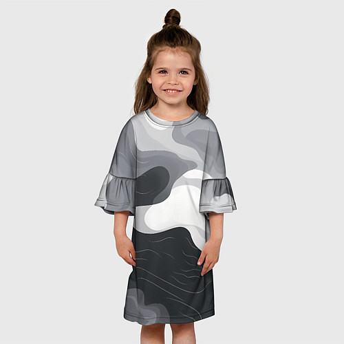 Детское платье Волны монохрома / 3D-принт – фото 3