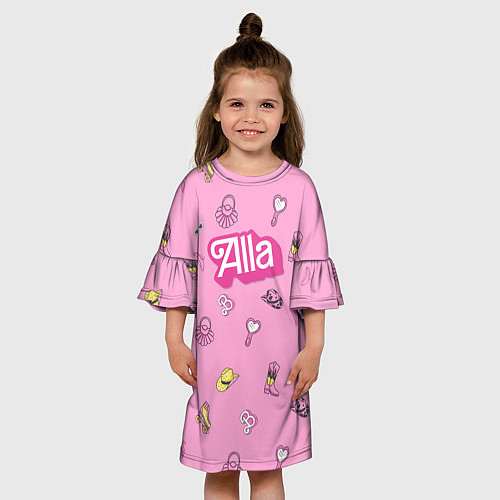 Детское платье Алла - в стиле ретро барби: аксессуары на розовом / 3D-принт – фото 3