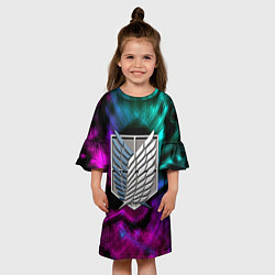 Платье клеш для девочки Атака титанов дракон неоновый, цвет: 3D-принт — фото 2