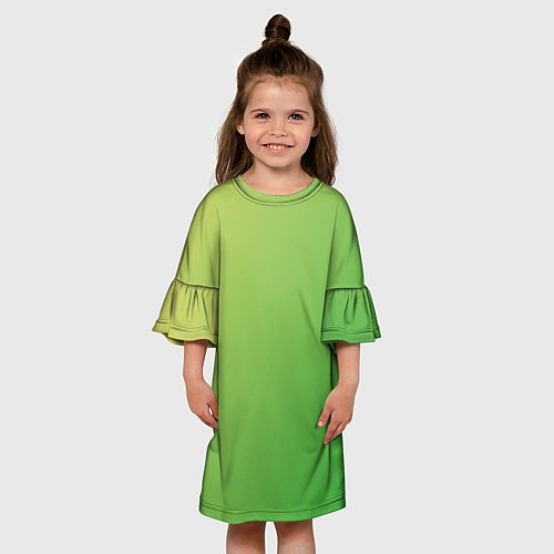 Детское платье Градиент - зеленый лайм / 3D-принт – фото 3