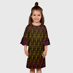 Платье клеш для девочки Жёлтые ромбы на чёрном фоне, цвет: 3D-принт — фото 2