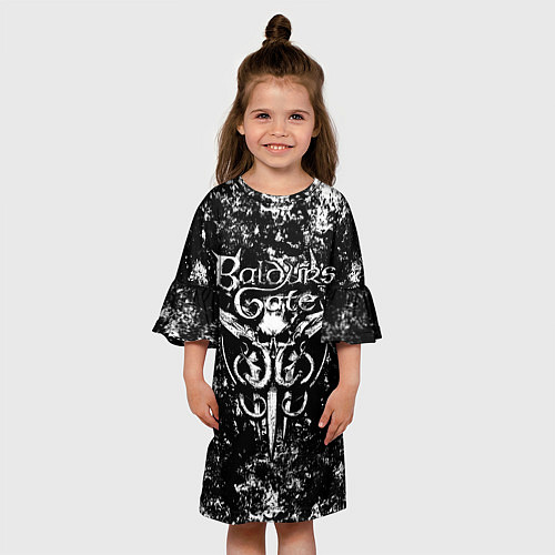 Детское платье Baldurs gate 3 - black and white / 3D-принт – фото 3