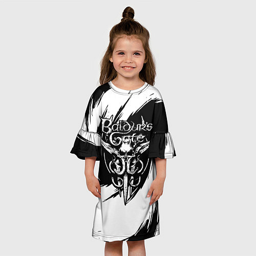 Детское платье Baldurs gate 3 - белые завихрения / 3D-принт – фото 3