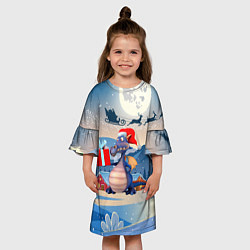 Платье клеш для девочки Новогодний дракон 2024, цвет: 3D-принт — фото 2