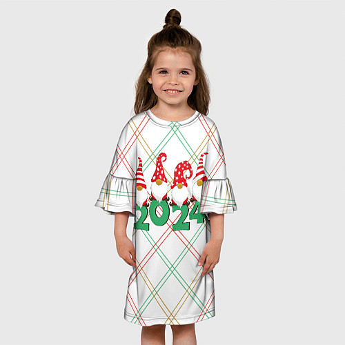 Детское платье Новогодние гномы 2024 / 3D-принт – фото 3